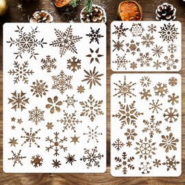 ALLY-MAGIC Christmas Stencils for Painting, Christmas Snowflake Stencil Template, Snowflake Stencils for Painting Drawing Spraying, Reusable Plastic Crafts Stencils for Window Glass Wall Door Y9XHLKMB