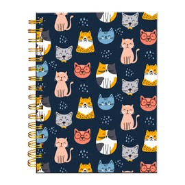 iampanda Spiral Journal Notebook,Strong Twin-Wire Binding with Premium Paper for Girl Women,Funny 60 Sheets A5 College Ruled Notebook/Journal,Perfect for School Office Home Gifts,Cute Cats