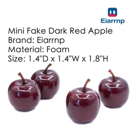 Eiarrnp 30 Pcs Mini Artificial Fake Fruit Apples Decor - Faux Apple Artificial Lifelike Simulation Plastic Apples for Home House Kitchen Party Decoration - Artificial Fruits Dark Red Apples