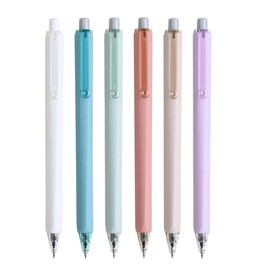 Shulaner Retractable Gel Ink Pens Rollerball Gel Grip Pen - 0.5mm - Black - 6 Colours Pen Barrels - Pack of 12