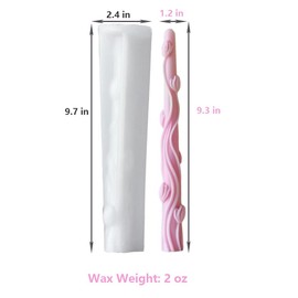 Long Cylindrical Flower Silicone Mold, Taper Embossed Candle Mold for Soap Soy Wax DIY Handcraft, Long Classic Resin Mold Gift Wedding Party Festive Days Home Decoration (Tulip)