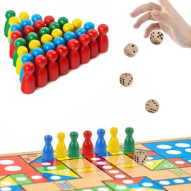 CUVZORA Pack of 80 Toy Figures for Board Games, Colourful Toy Figures, with 5 Dice, Halma Gel, for Desktop Puzzle Toys (Red, Yellow, Blue, Green)