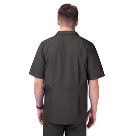 Sivvan Scrubs for Men - Zippered Short Sleeve Jacket - S8308 - Charcoal - XS