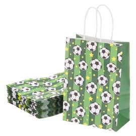 sourcing map 25pcs Football Gift Bags with Handles Bulk, 3.1"x8.3"x5.9" Football Gift Bags Sports Party Favor Bags for Kids Sports Theme, Birthday Party, Football Theme Event Gift Bag, Green