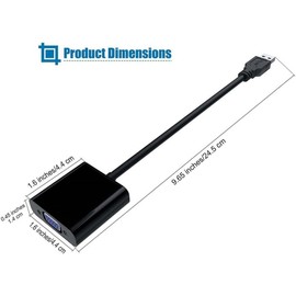 USB to VGA Adapters,USB 3.0/2.0 to VGA Adapter Multi-Display Video Converter- PC Laptop,Desktop, Laptop, PC, Monitor, Projector, HDTV(Black Usb to Vga)