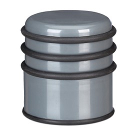Relaxdays Door Stop for the Floor, Heavy Door Stop, for Doors and Windows in Draughts, Diameter 7 cm, 3 Rubber Rings, Dark Grey