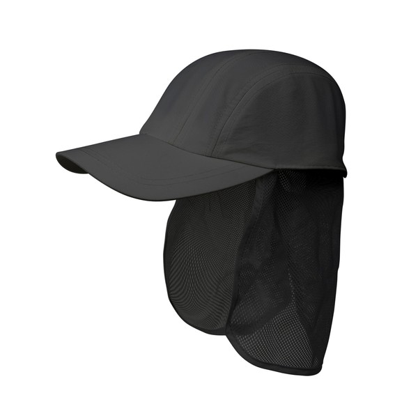 Juniper Taslon UV 5 Panel Cap with Tuck Away Flap, One Size, Black