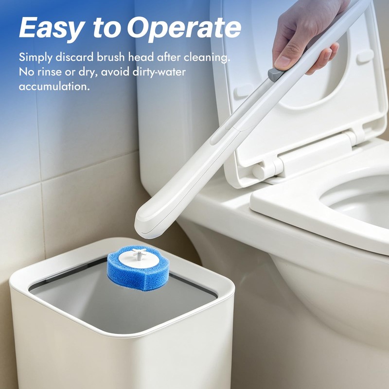 Disposable Toilet Brush for Bathroom Cleaning, 30 Count Refills