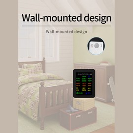 Portable Air Quality Meter 9in1 PM2.5 PM10 CO CO2 TVOC HCHO AQI Temperature and Humidity Tester Color Screen Carbon Dioxide Detector with Time and Date Display Function