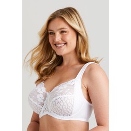 Miss Mary of Sweden Jacquard & Lace Womens Underwired Bra with Side Support White