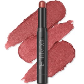 FOCALLURE Shimmer and Matte Cream Eyeshadow Stick,Smooth Brilliant Eye Brightener Pencil for Women,Long Lasting Waterproof Eye Shadow and Liners Makeup,FLAME