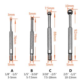 4 Pcs Full Round Bore Gauge, 3-13mm Small Hole Gauge Set, Telescoping Full Round Spherical Shaped Hardened Bore Gauge