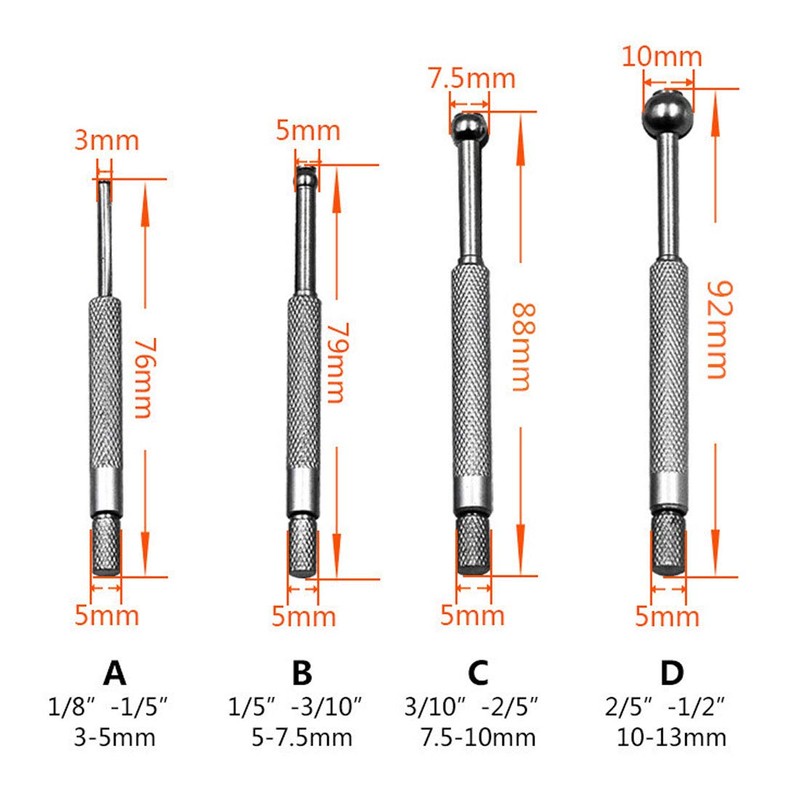4 Pcs Full Round Bore Gauge, 3-13mm Small Hole Gauge