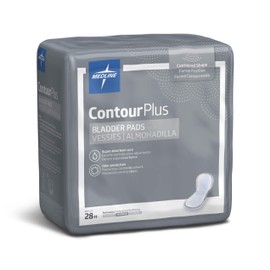 Medline ContourPlus Bladder Control Incontinence Pads, Maximum Absorbency, 6.5" x 13.5", 28 Count (Pack of 6)