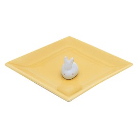 Nippon Kodo Ceramic Incense Plate & Rabbit Incense Stand (Yellow)