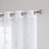 Warm Home Designs Pair of 2 Sheer White Faux-Linen Short Size Curtain Panels with Beautiful Light Grey Color Stitched Leaf Embroidery. Each Grommet Drape is 54" (Width) x 63" (Length). M Silver 63"