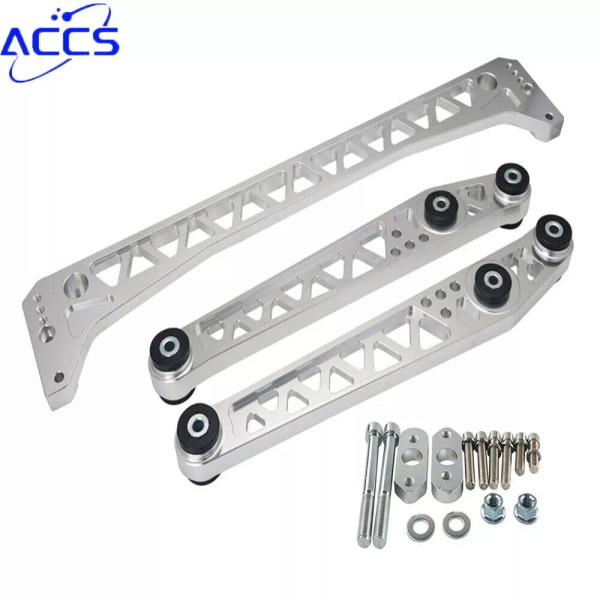 Autoparts-Accs F7 Billet Rear Lower Control Arm+Subframe Brace Silver for