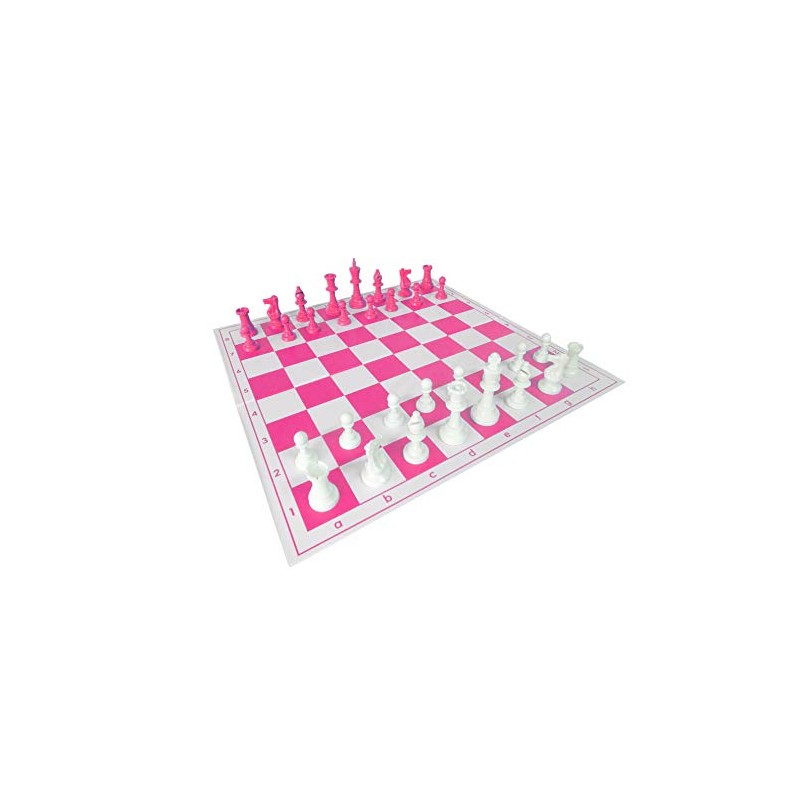 Chess Pieces Plastic King Size 97 mm pink/white