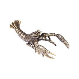 WJXFHTD 1PCS Crayfish Figurine Solid Brass Lobster Figurine Brass Animal Figurines Desktop Statue Collectibles Brass Decorative Objects Home Decor Office Home and Shelf Decorations