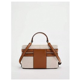 QWINEE Women's Tassel Box Handbag Zipper Top Handle Crossbody Bags Purse with Adjustable Strap, Brown, One Size