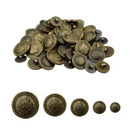 hocadon Pack of 70 Craft Buttons, Round Buttons, Traditional Buttons, Brass Buttons, Antique Silver Blazer Buttons, Buttons for Crafts, Silver Buttons for Blazer, Suits, Jacket, Uniform