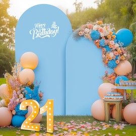 Baby Blue Arch Cover 2 Set-7.2FT, 6FT Arch Backdrop Cover Spandex Fitted Wedding Arch Stand Covers for Birthday Party Baby Shower Boy Wedding Ceremony Banquet Photo Background Decorations