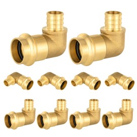 (10 Pack) FOSKAN 3/4"Press x 3/4"PEX Crimp Elbow,Brass Press Fitting,Connection for Copper and Pex Pipe