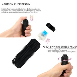 HQZBPT Little Ouchies Pro Fidget Keychain for Adults - 3-in-1 Push Button & Rotatable Spiky Toy | Anxiety Relief with Click Sound & Smooth Spin | Office Travel Keychain