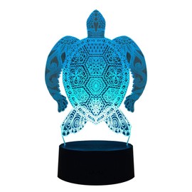 3D Hologram Lamp Turtle Night Light Optical Illusion Lamp LED Turtle Lights | Colorful 3D Illusion Lamp Effect Sea Turtle Lamp LED Hologram Touch Switch USB Powered Night Light Turtle Decoration Lamp
