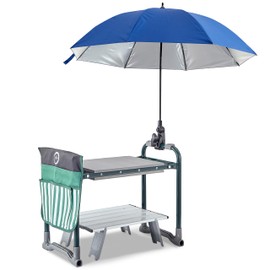 SteveZen - Garden Kneeler Seat Bench, Garden Kneeling Bench with Sunshade Umbrella, Ergonomic Handles, Folding Table, and Potting Mat, 10.2" Foam Knee Seat, Loading Capacity 330 Lbs
