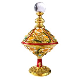 JFYSJ Classic Golden Vintage Antique Hollow-Out Flower Refillable Perfume Bottle
