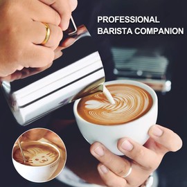 Milk Jug, Dingheng Milk Pitcher, 350 ml, 12 fl.oz. Stainless Steel Milk Jug + Latte Art Pen, Milk Frothing, Jug, Silver