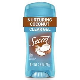 Secret Fresh Antiperspirant Deodorant for Women, 72hr Breathable Sweat & Odor Protection, Instant Freshness & Gentle, PH Balancing Minerals, Clear Gel, Nurturing Coconut Scent, 2.6 oz