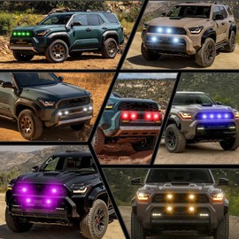 Teguangmei 4PCS Front Grill Lights Compatible with Toyota 4Runner TRD PRO 2025, APP Control 8 Lighting Modes LED Grille Light Bar with 4-in-1 Wire Harness Fuse Adaptor, 4Runner Accessories (RGB)