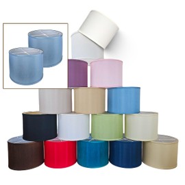 Royal Designs, Inc. Lampshades Set of 2 Drum Lamp Shade, Medium Fabric Lampshade, 13 x 13 x 10 in (Top x Bottom x Height), Blue - Pack of 2, Easy Assembly Required