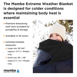 Mambe Extreme Weather Outdoor Blanket - Burgundy, Large - 100% Waterproof and Windproof, Soft Warm Polarfleece with Durable Nylon Shell, Use at Sporting Events, Camping, Picnics, Emergency.