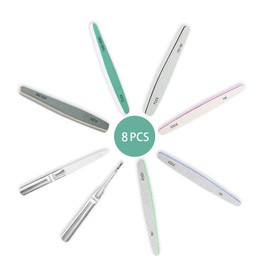 Nail Files 8 Pcs Professional Nail File and Buffer Block Set Manicure Nail Art Tools Double-sided Emery Board for Nail Trimming Grinding Polishing Shining