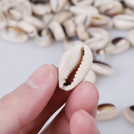 400PCS Gray 0.55“-0.63" Natural Strong Cowrie Shell Beads Smooth Cut Oval Seashells, Beach Seashells with Big Hole for DIY Craft Jewelry Making, Adorning Hair Locks and Braids