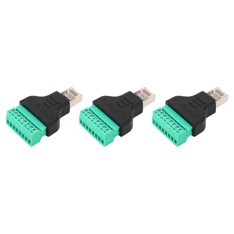 3Pcs RJ45 Screw Terminal Adapter RJ45 Female Thread to 8