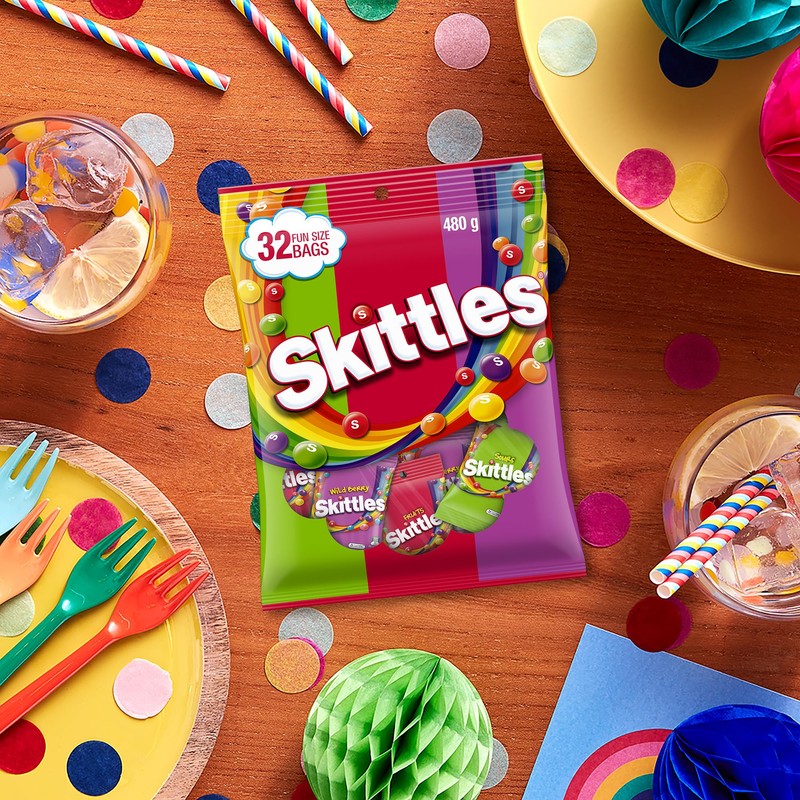 Skittles Lollies Fun Size Variety Pack 32 Pieces (Fruits, Sours,