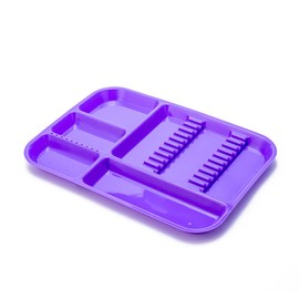 Dental Medical Divided Instrument Plastic Tray Autoclavable Separate Set Up Trays Size B (13 x 9.4") (Purple)