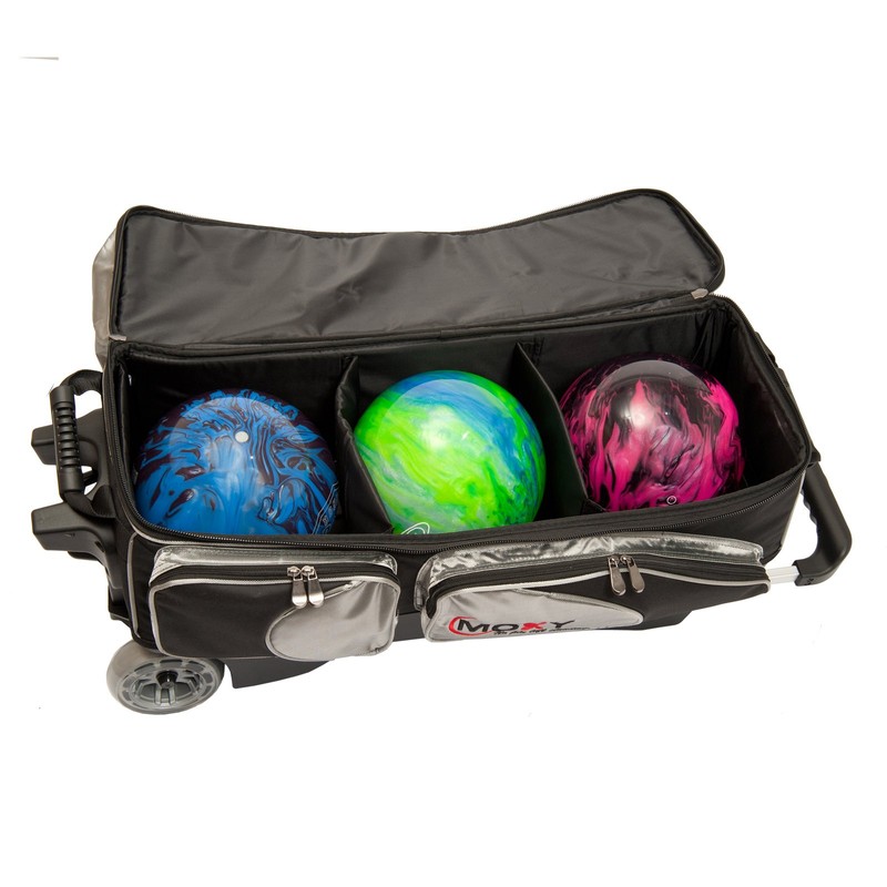 Moxy Bowling Products Deluxe Triple Roller Bowling Bag- Silver/Black