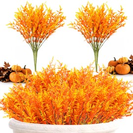 Artificial Fall Flowers for Outdoors - 8PCS Thanksgiving Faux Flowers for Outdoor Planters RAINFLOW Artificial Plants Indoor Outdoor flowers UV-Resistant Fake Lavender For Home Balcony Decor 12.9"