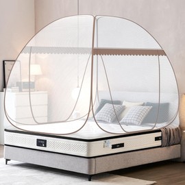 GLKEBY Pop Up Mosquito Net for Double Bed, 120 x 190 x 140 cm, Large Portable Tent, Travel, Double Door, Zip, Bed Net, Easy Installation, Fine Mesh, for Bedroom, Outdoor, Student Bed