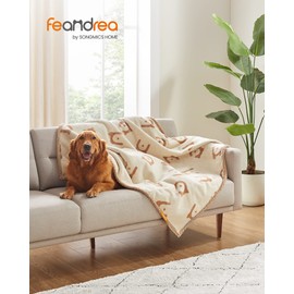 Feandrea Waterproof Dog Blanket, Sherpa Fleece Pet Blanket for Medium and Large Dogs, Cats, 152 x 127 cm, XL, Machine Washable, Reversible Dog Couch Cover Protector, Beige PPB060K01