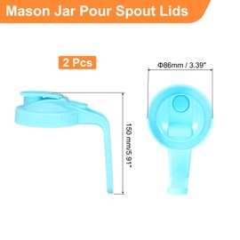 sourcing map 2 Pcs Mason Jar Pour Spout Lids with Handle 86mm Wide Mouth Flip Cap Airtight Pour Lids Seal Leak-proof Cover for Drinking Canning Jars Pouring Leak-proof, Blue(150mm Height)
