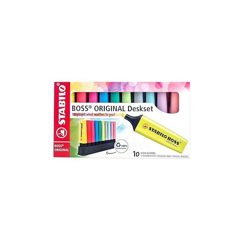 Highlighter - STABILO BOSS ORIGINAL - Deskset of 10 -
