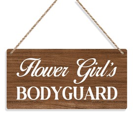 Ring Bearer Sign Rustic Wall Hanging Funny Accessory Wedding Decor for Reception Flower Girl's Bodyguard Engagement Party Wall Art Wooden Sign Hallway Decor (Brown)