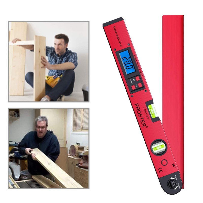 Proster 0~225° LCD Digital Protractor Spirit Level Angle Finder Gauge
