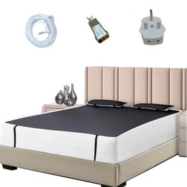 HUNAIGEE Grounding Mat for Bed Earthing Mat 55x71inch Breathable Therapy Sleep Mat with UK Cord Grounding Sheet for Better Sleep Well Being Black